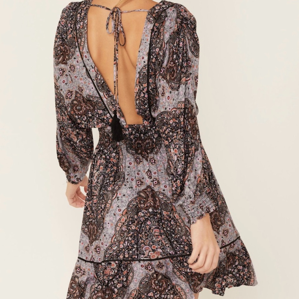 LOVESTITCH WOMEN'S GREY FLORAL STAR GAZING PAISLEY MINI DRESS Size S